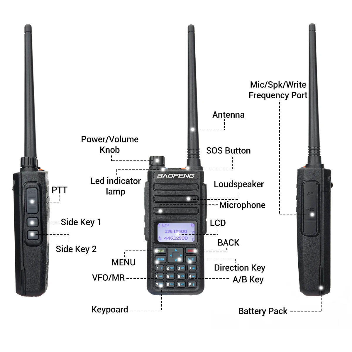 2pcs Baofeng DMR DR-1801 Walkie Talkie Digital/Analog UHF VHF Dual Time Slot Tier 1&amp2 Upgrade of DM1801 DM1701 Portable Radio