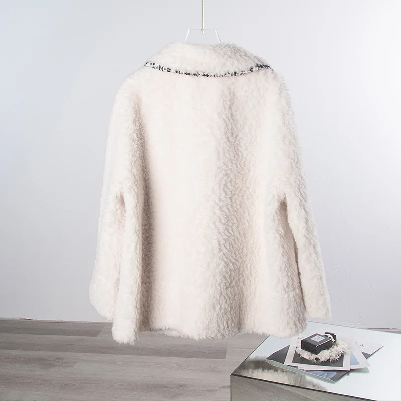 100% Winter White Coat Female Wool Fur Coat Fur All-in-one Warm Women's Coats 2023 Casaco Inverno Feminino Special Offer