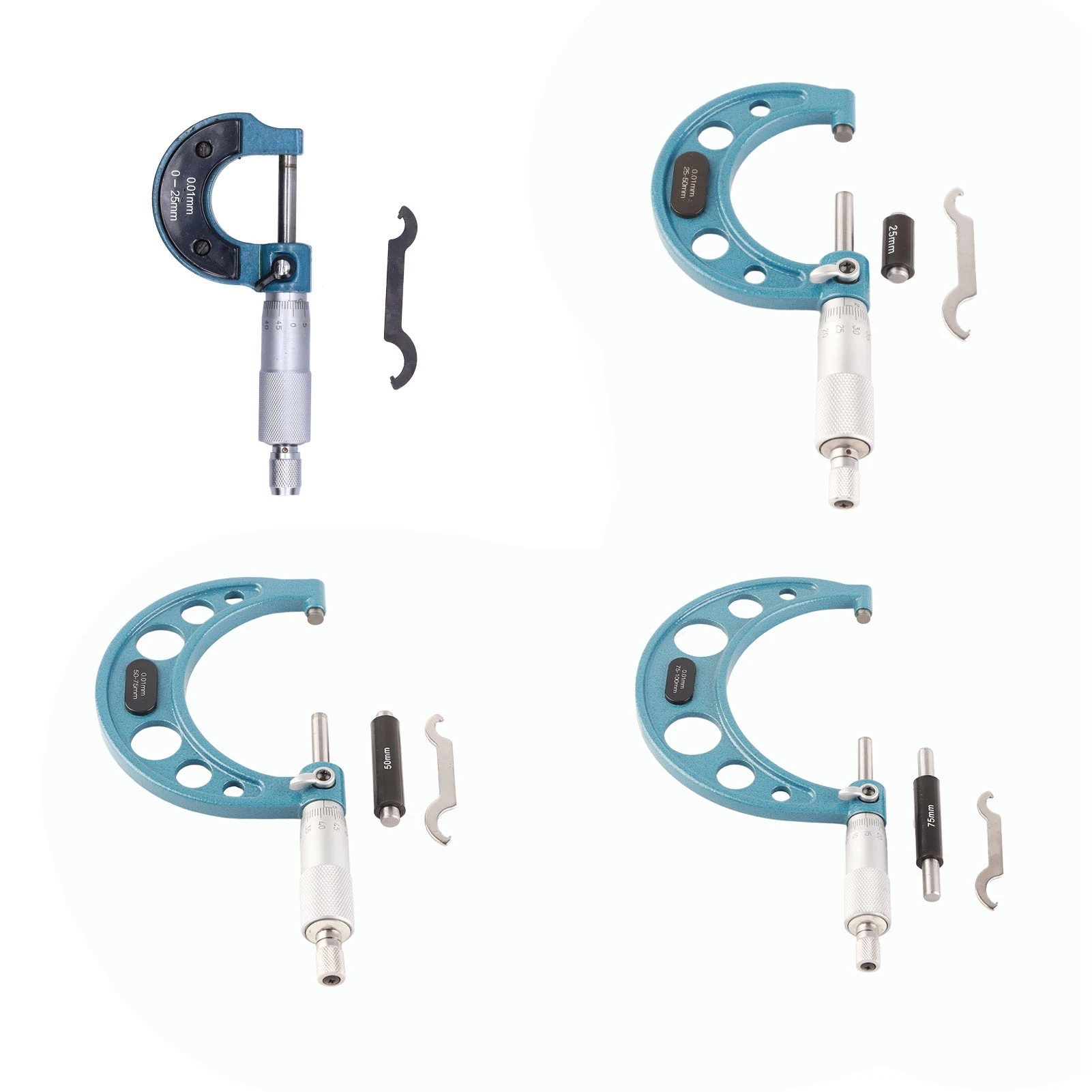 Внешний микрометр из нержавеющей стали 0-25 мм-50 мм-75 мм-100 мм