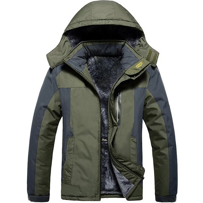 Мужские термопарки размера плюс 9XL зимние куртки водонепроницаемое пальто