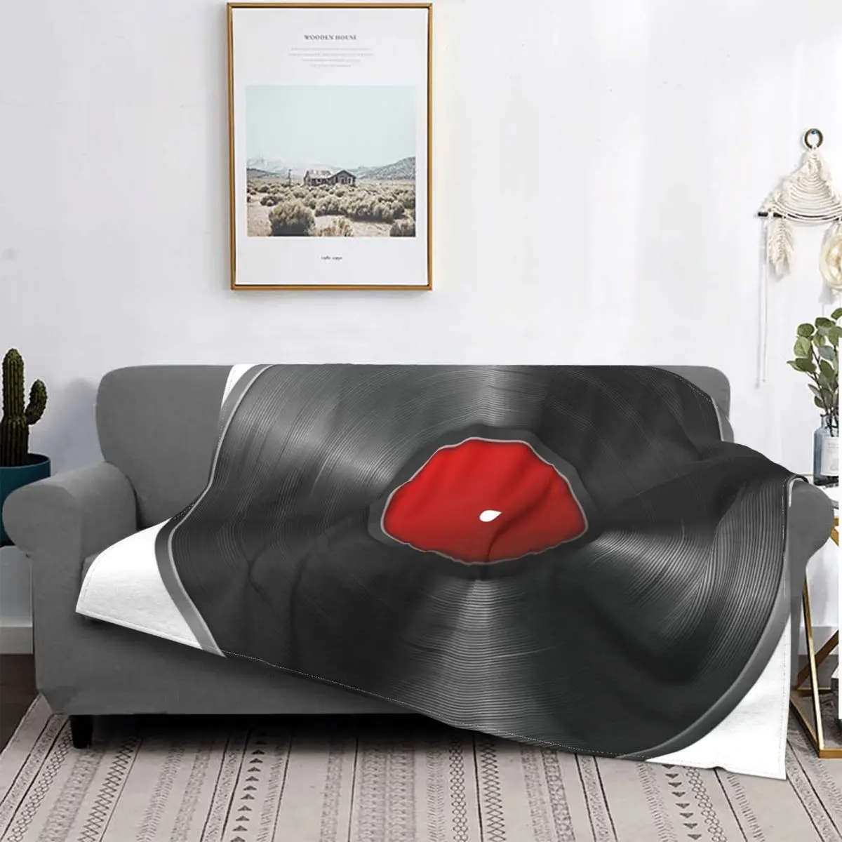 

Pegatina de disco de vinilo, manta de música, colcha de cama a cuadros, manta doble, manta receptora