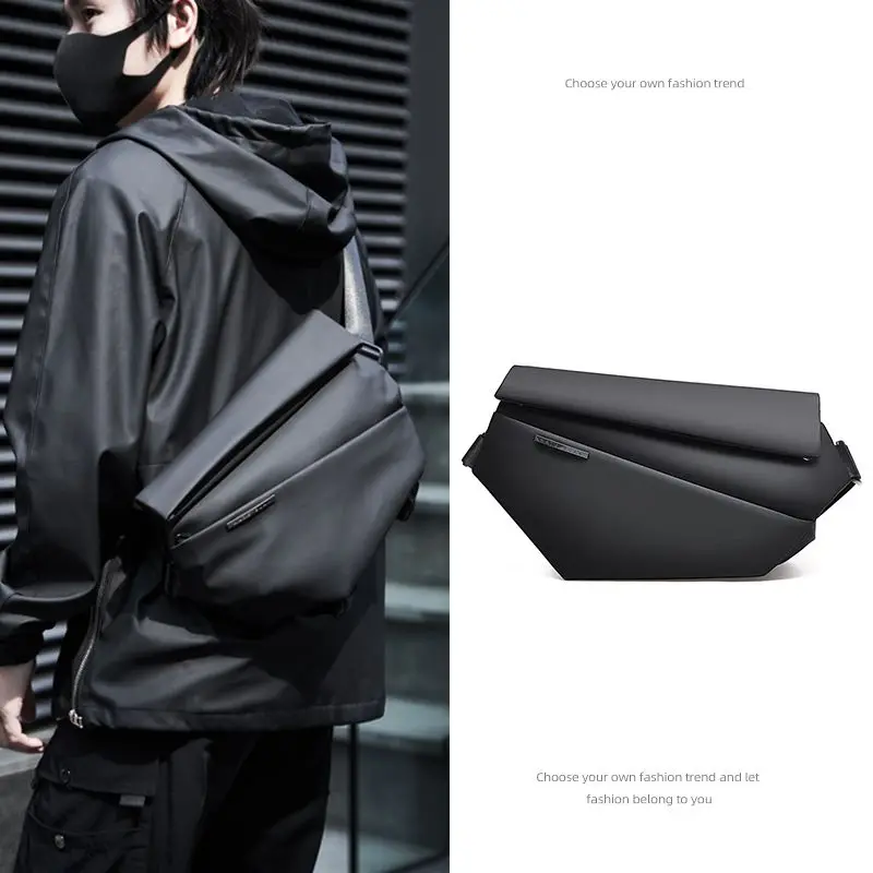 Solid Men's Crossbody Bag Multifunction Luxury Design Utility Bag Black Waterproof Antitheft Casual Kpop Travel Sling Bags
