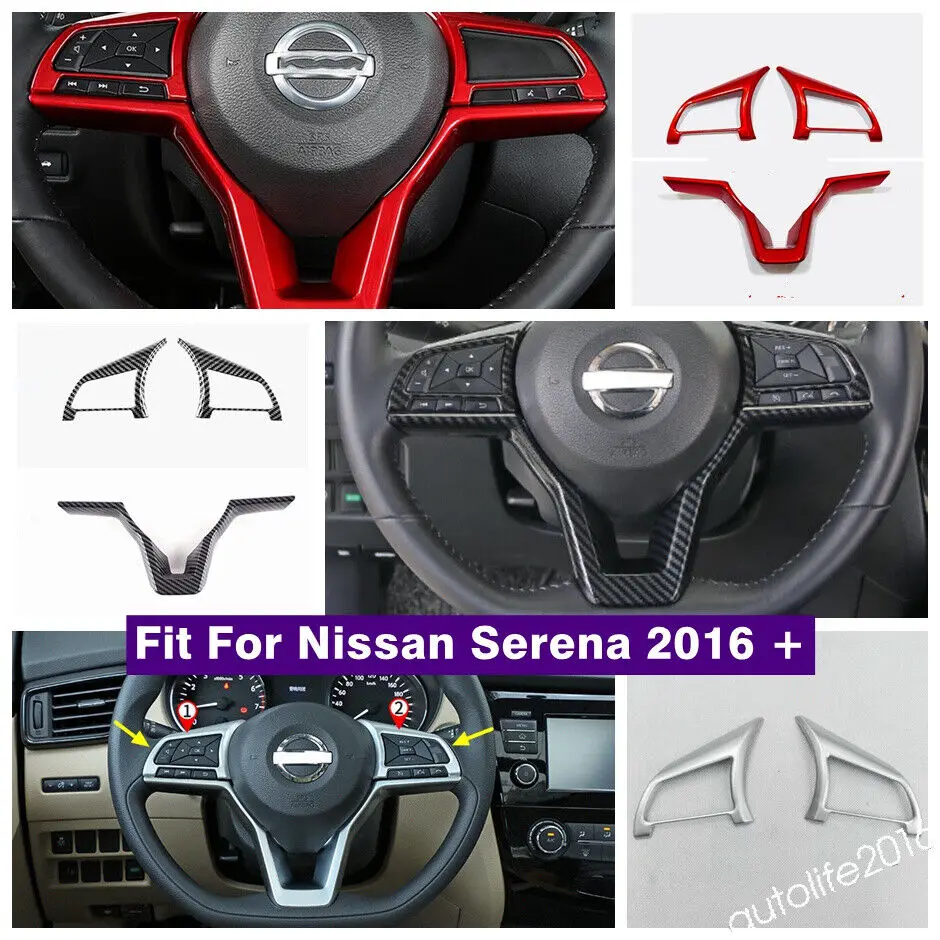 

Car Accessories Steering Wheel Frame Decor Cover Trim Fit For Nissan Serena 2016 - 2020 Carbon Fiber / Red Interior Refit Kit