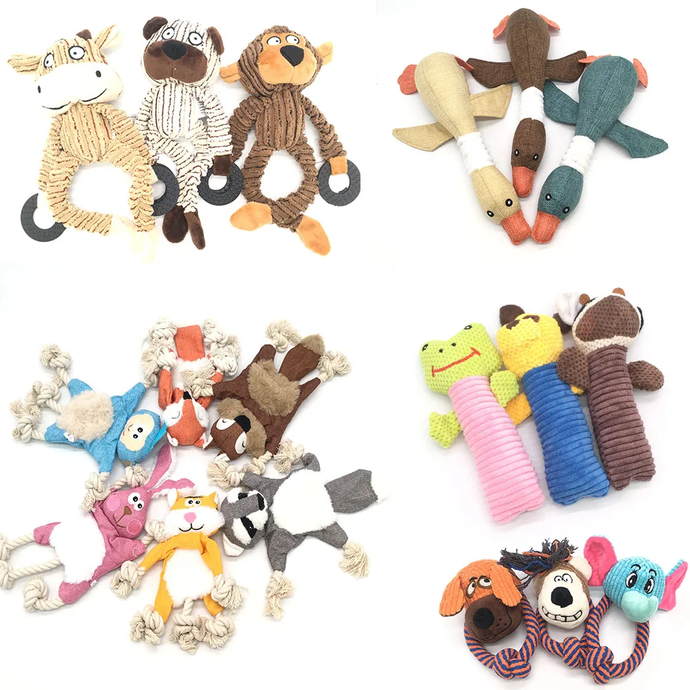 

Pet toy puzzle plush bite-resistant molar teeth cleaning toy to relieve boredom toy squeak sound cute animal shape pet companion