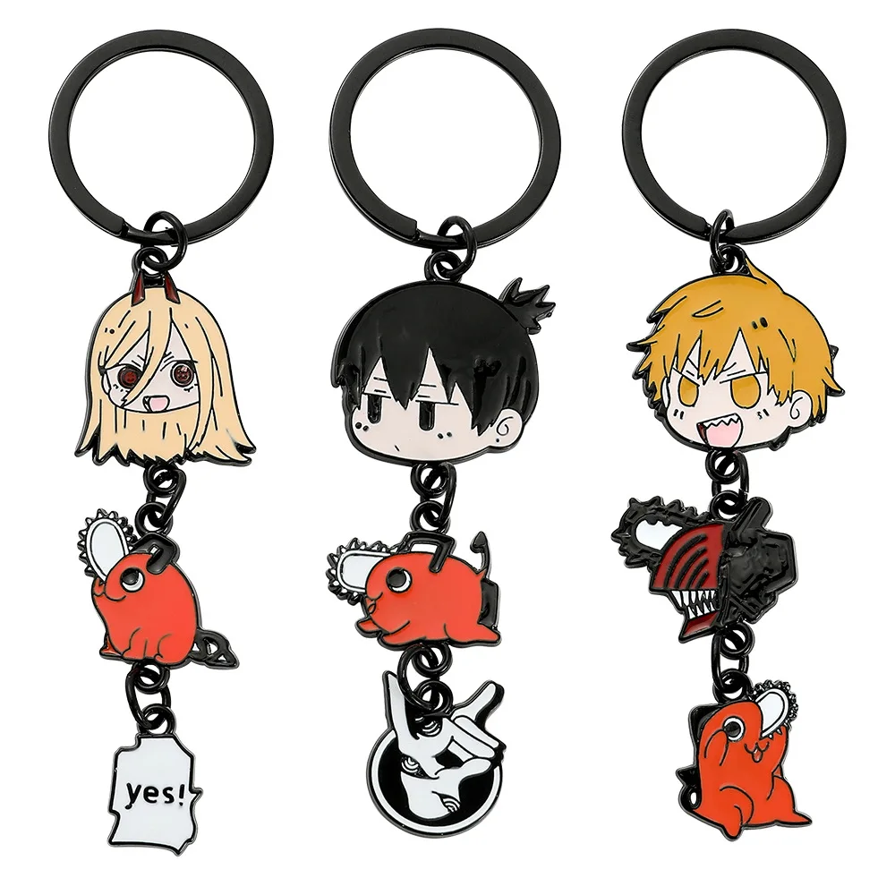 

Hot Manga Anime Chainsaw Man Keychain Cosplay Kawaii Figures Pochita Power Angel Metal chain Pendant Charm Key Chain