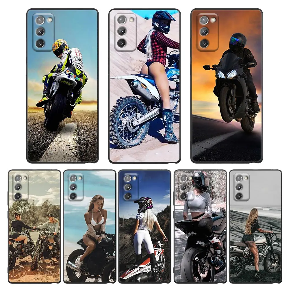 

Sexy Girl Motocross Phone Case for Samsung A7 A52 A53 A71 A72 A73 A91 M22 M30s M31s M33 M62 M52 F23 F41 F42 5G 4G TPU Case