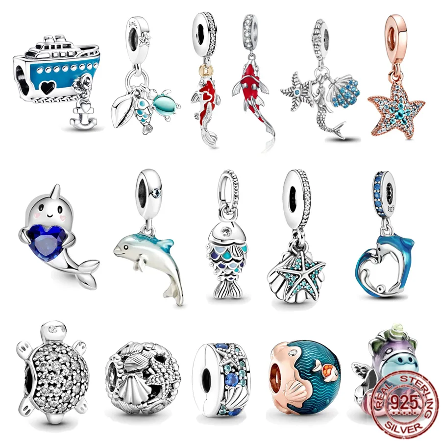 

Openwork Starfish Shell Clip Bead Good Fortune Carp Fish Dangle Charms Fit Original Pandora Silver 925 Bracelet DIY Jewelry Gift