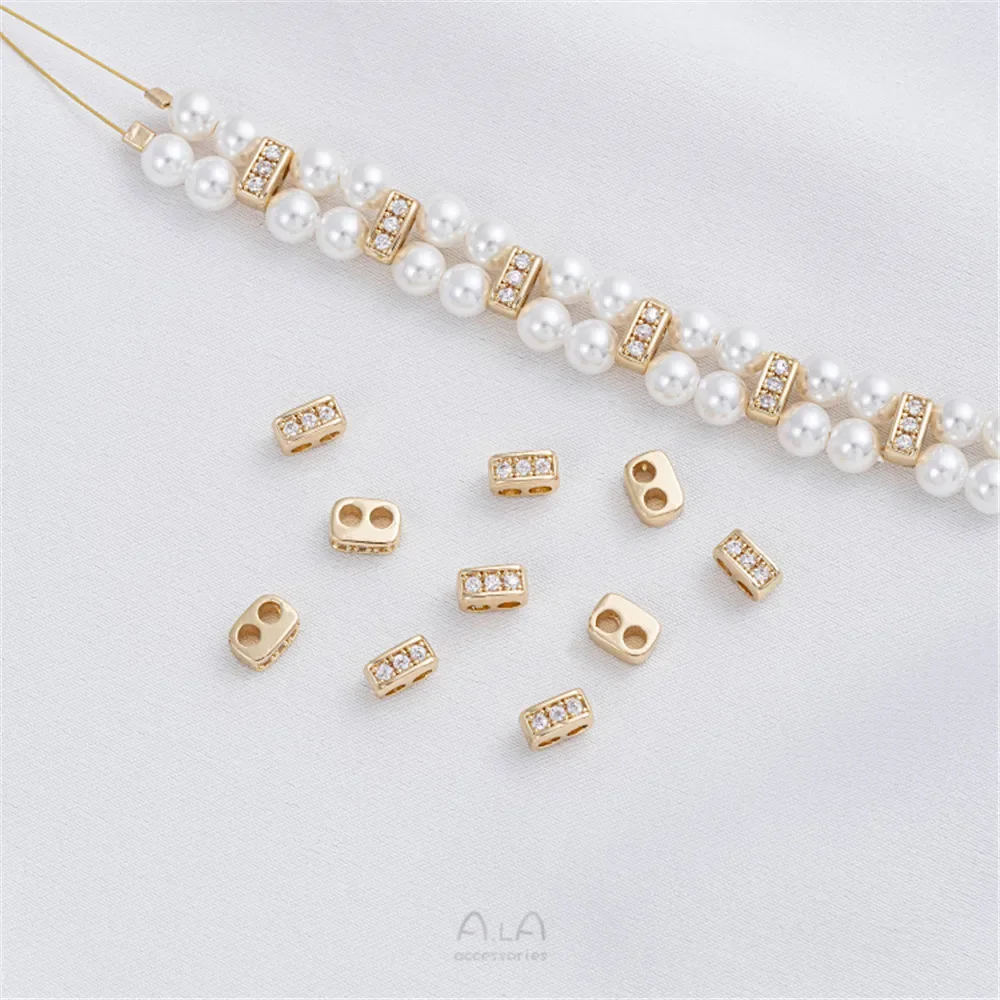 14-каратное золото инкрустированный цирконием свиной нос двойное отверстие