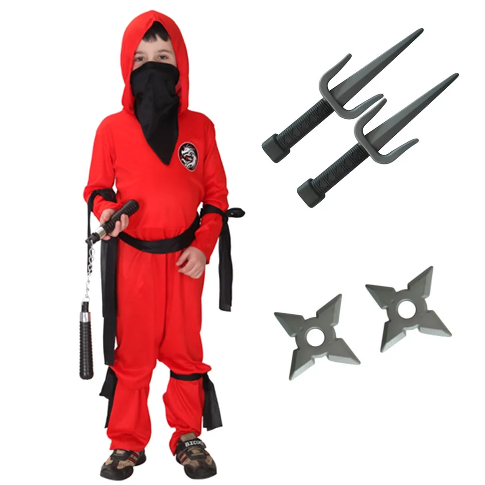 Ninja Cosplay Kids Costume Ninja Warrior Cosplay Boy Girl Halloween Party Fancy Dress Dagger Kunai Darts Carnival Swordsman