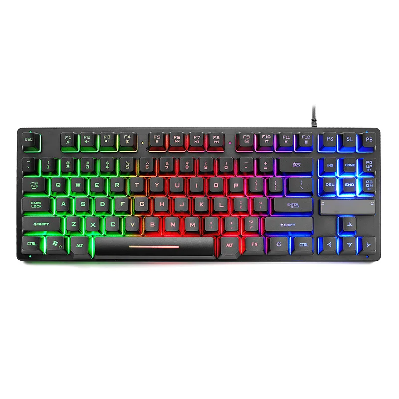 Купи Gaming Mechanical Keyboard 87 keys Game Anti-ghosting Blue Switch Color Backlit Wired Keyboard For pro Gamer Laptop PC за 1,840 рублей в магазине AliExpress