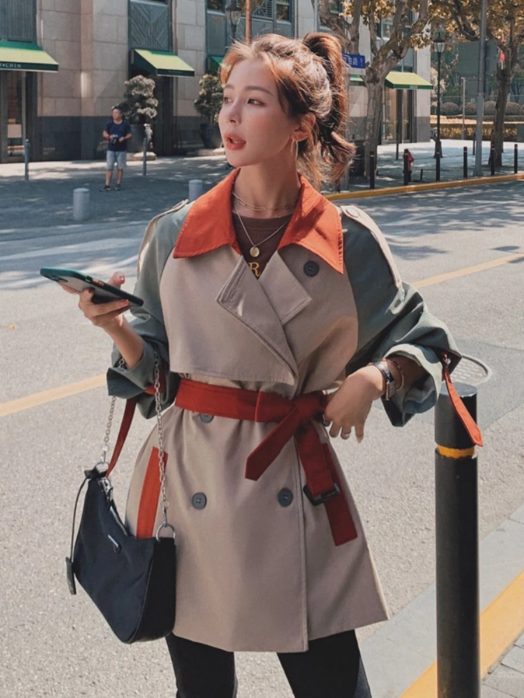 Женский тренчкот в стиле ретро весенне-осеннее длинное пальто Корейском