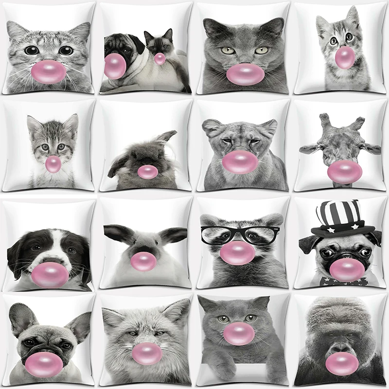 

Animal Chewing Gum Series Pattern Pillowcase Square Pillowcase Home Office Decoration Pillow Case