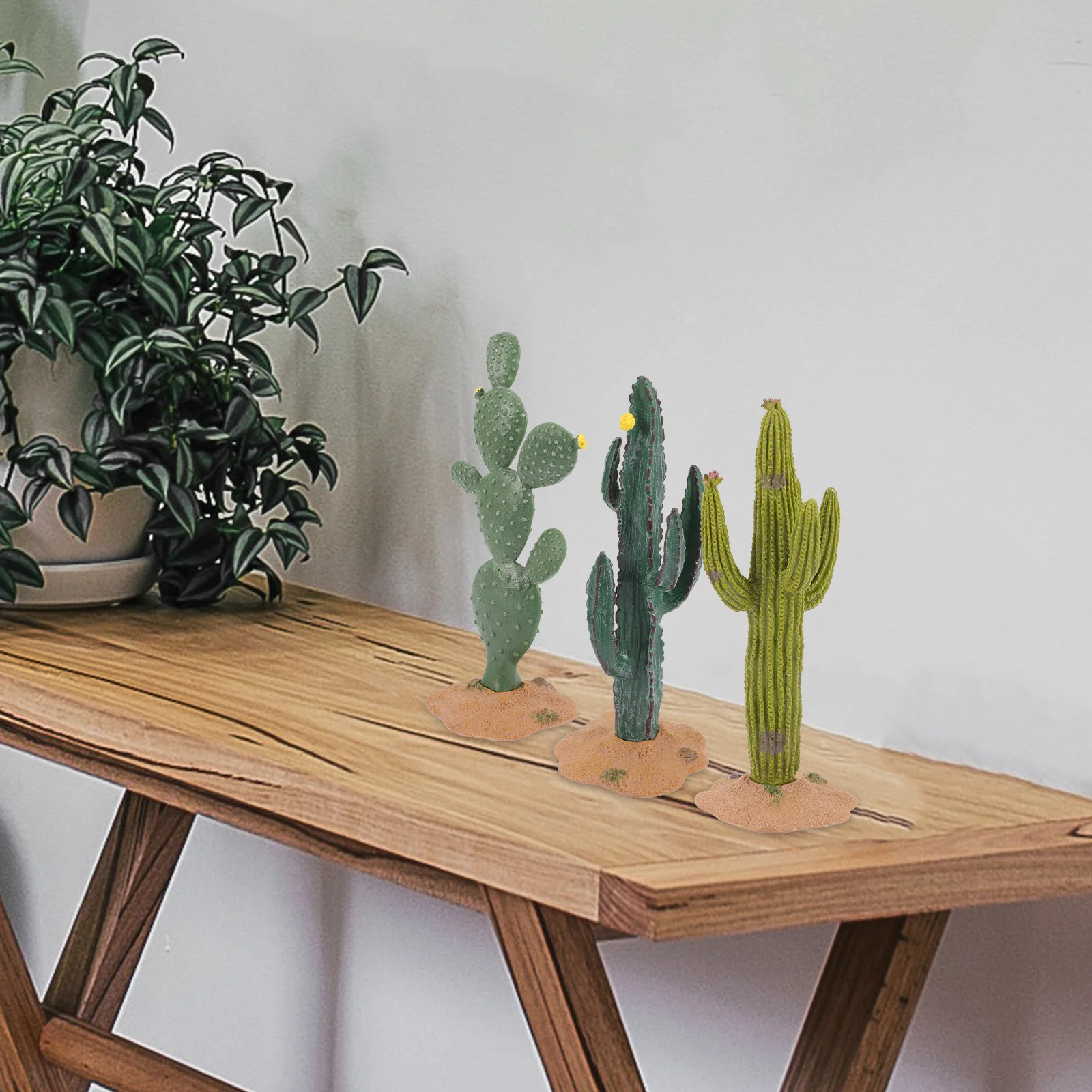 3 шт. поддельные украшения кактуса крошечные миниатюрные растения фигурки