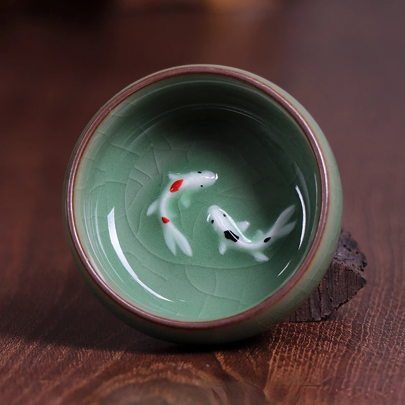 

Китайские фарфоровые чашки Longquan Celadon с золотым узором 60 мл