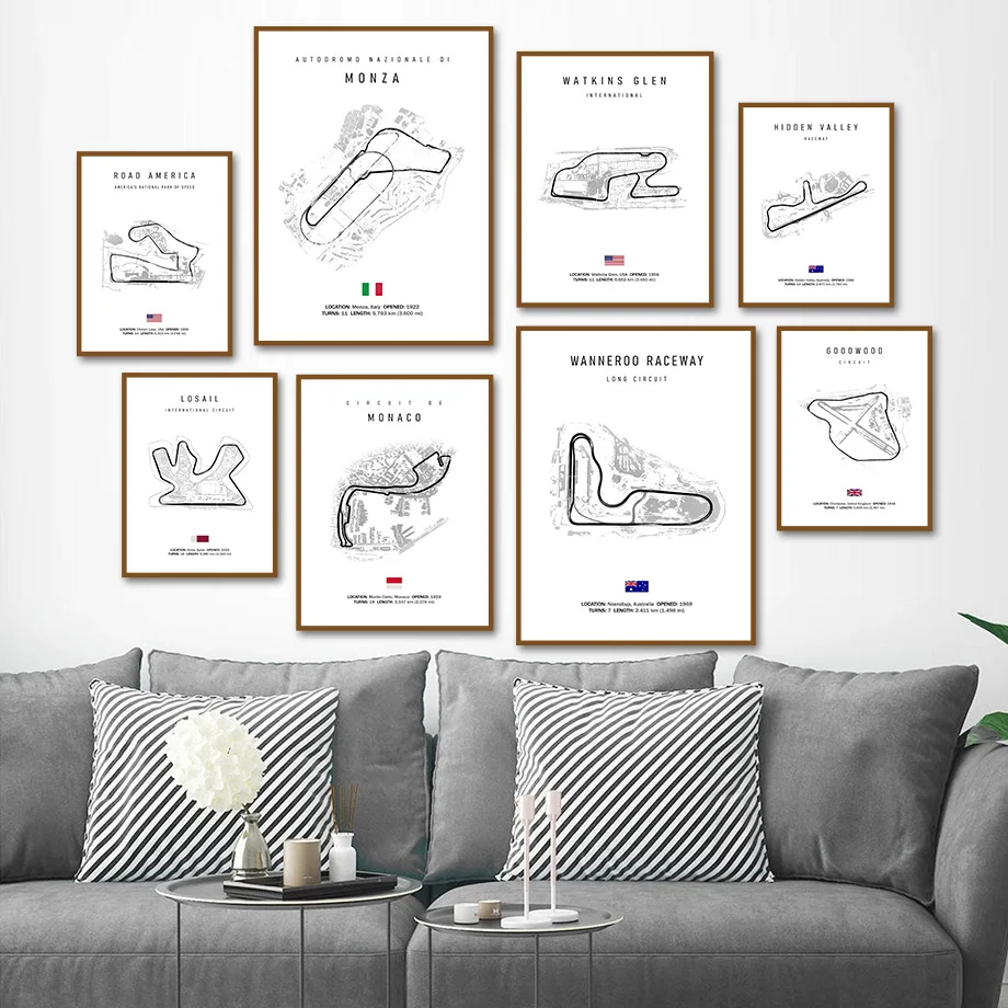 

Formula 1 Race Track F1 Car Racing Wall Art Canvas Painting Nordic Posters And Prints Wall Pictures For Living Room Home Decor