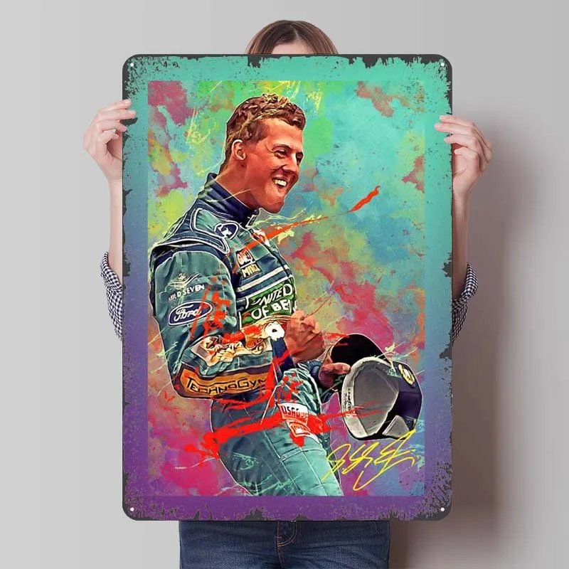 Майкл Шумахер Спортивный металлический плакат Декор для декора комнаты