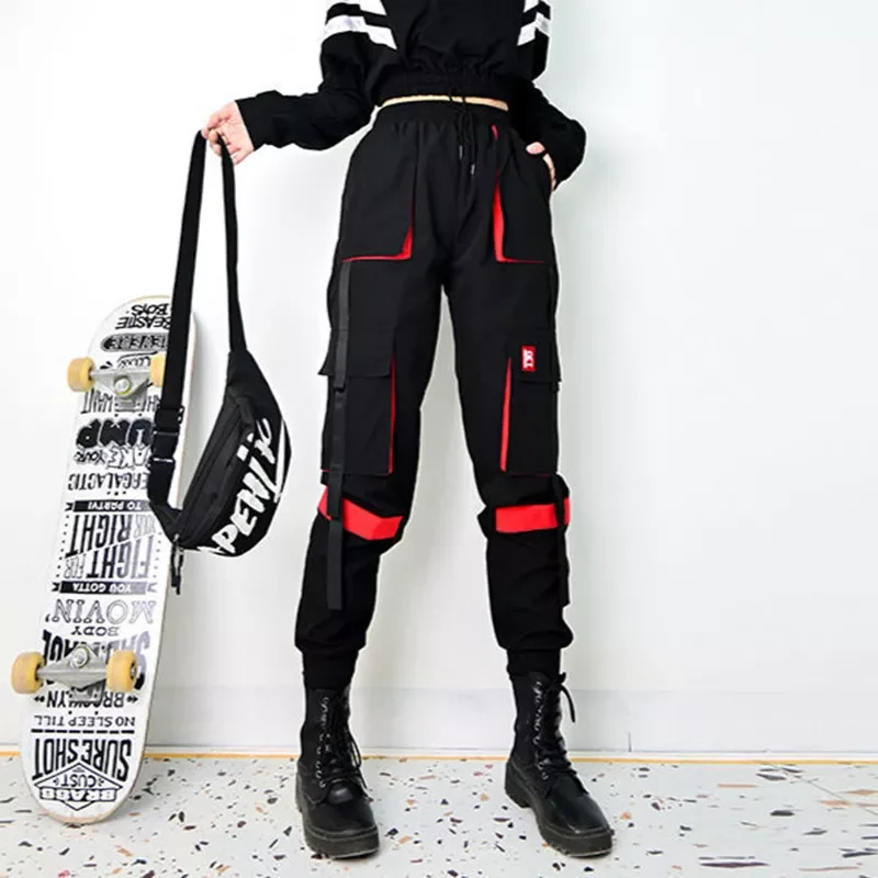 

New in 2022 Black Cargo Pants Women's Autumn Winter Thickened High Waist Cargo Pants Casual Sports Loose Straight Trousers