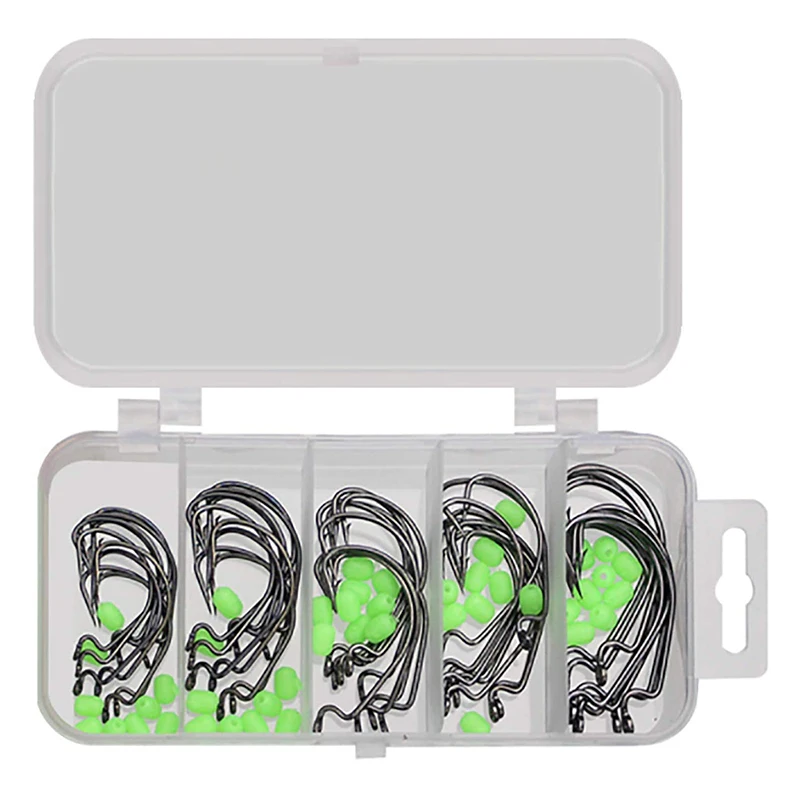 

50Pcs/Lot 5 Sizes High Carbon Steel Fishing Hooks Crank Fishing Hook Set