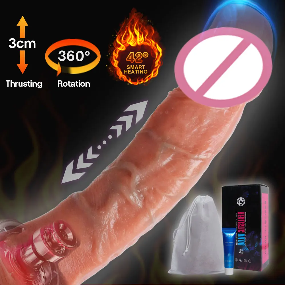 

Big Vibrating Thrusting Dildo For Women Remote Control Suction Cup Realistic Penis Automatic Telescopic Rotating Heated Sex Toys