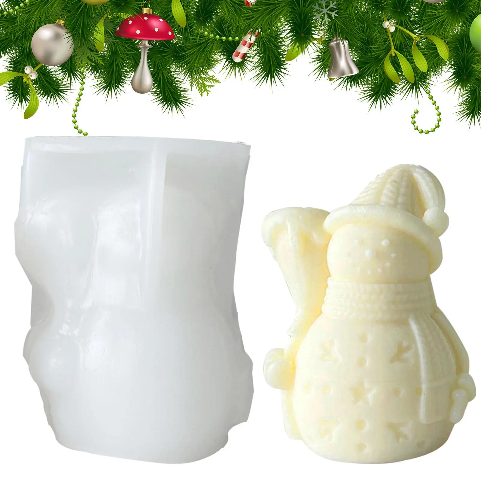 

Christmas Snowman Silicone Molds 3D Candle Mold Dessert Party Fondant Cake Decorating Tools Kitchen Baking Mold