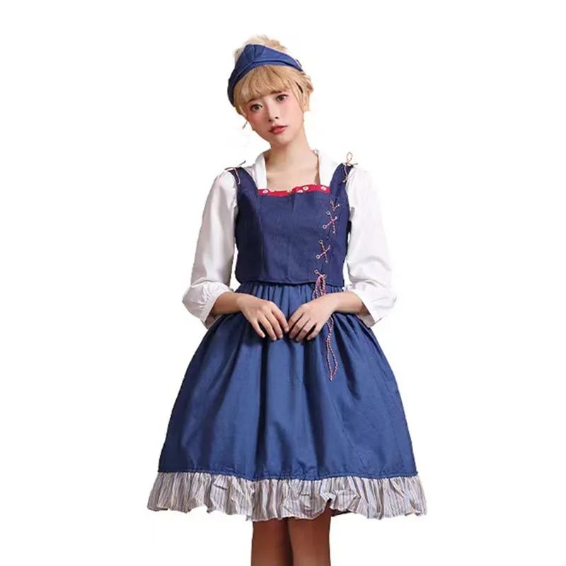 

Женский костюм из джинсовой юбки на Хэллоуин для девочек, Женский костюм принцессы для косплея, карнавала, Пурим, парад, для сцены, ролевых игр, яркое платье