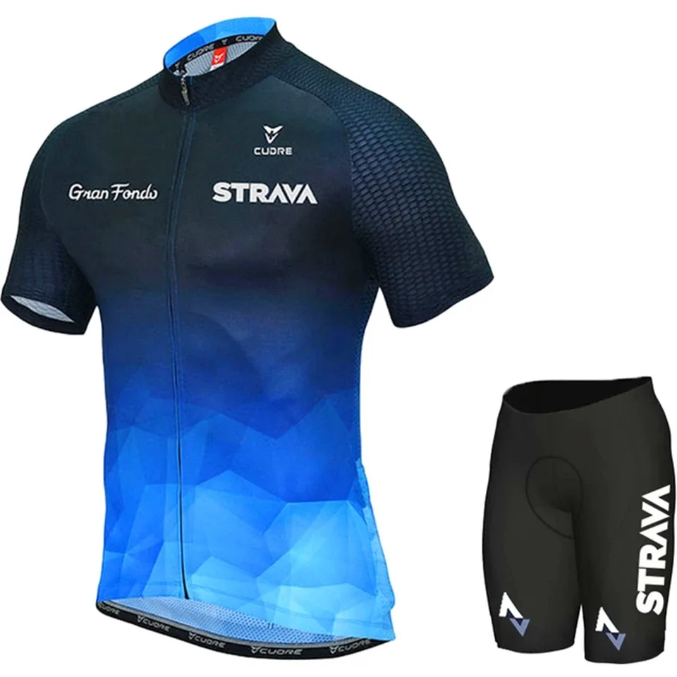 STRAVA Men's Cycling Clothing Summer Set Mountain Bike Comfort Jersey Equipment Sweat-Wicking and Quick-Drying