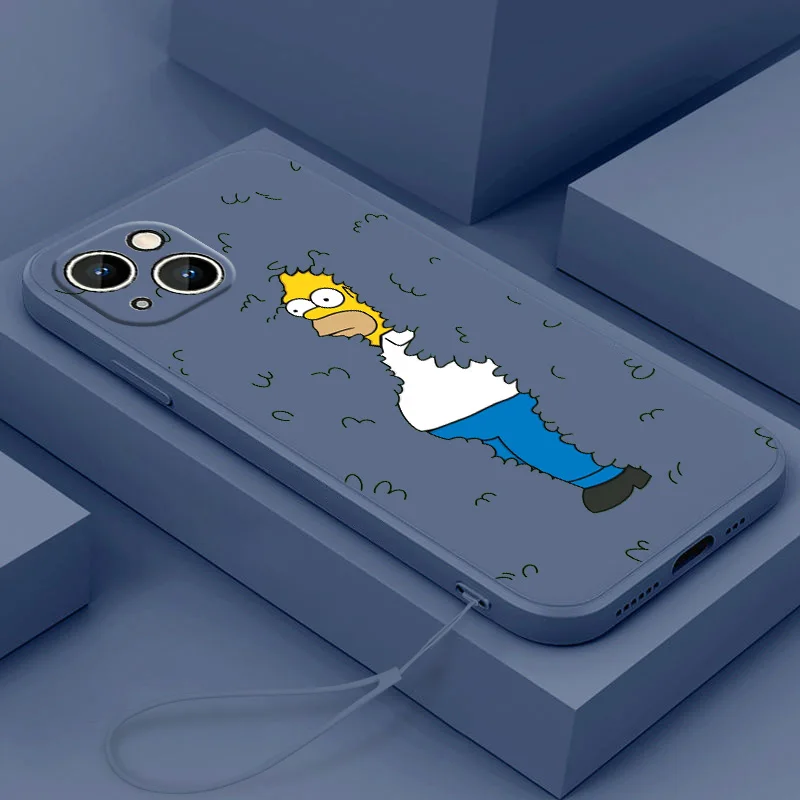 

NEW The Simpsons Phone Case For Apple iPhone 14 13 12 11 Pro Max mini XS XR X 8 7 6S 6 Plus Liquid Rope Cover