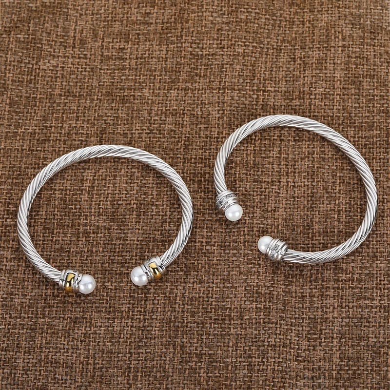 

JADE ANGEL Women's Cable Bracelets and Bracelets White Gold Copper Wire Bracelets Fashion Pearl Jewelry