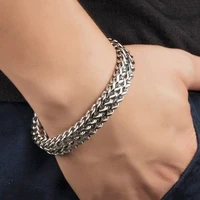 stainless steel bracelet for men male snake chain on hand double link chains bracelets armband male hip hop party rock jewelry