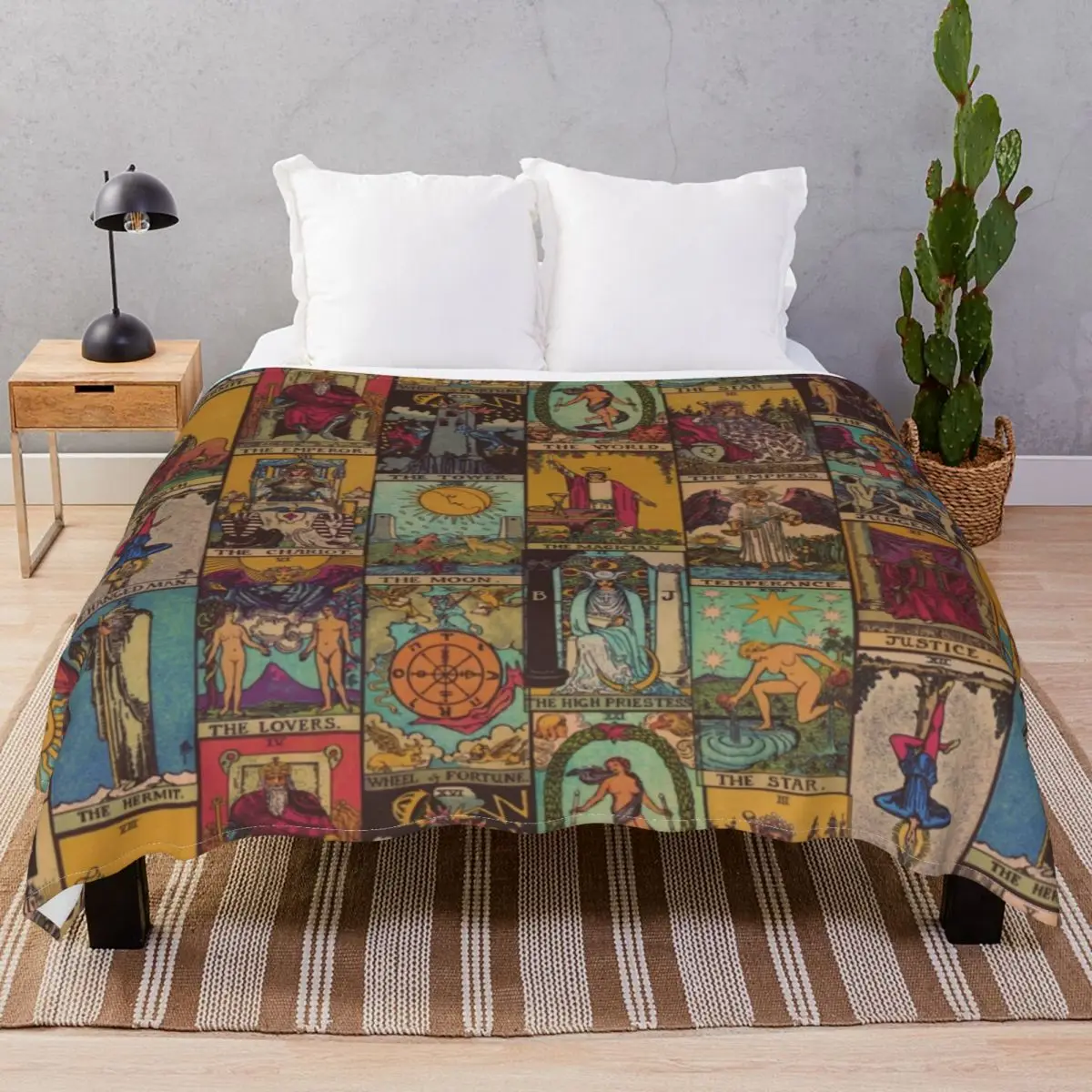 Tarot Vintage Patchwork Blankets Flannel Autumn Warm Unisex Throw Blanket for Bedding Sofa Travel Cinema