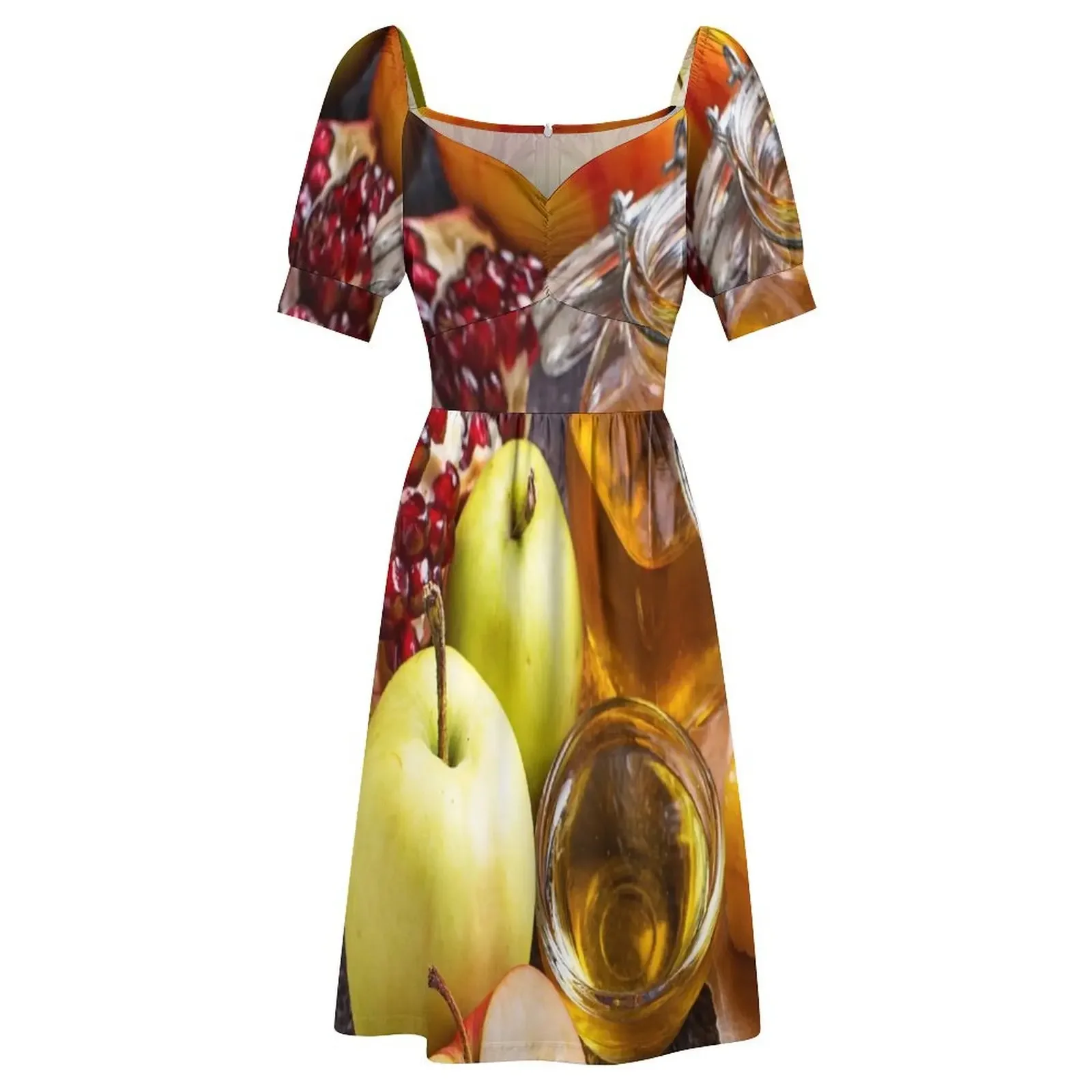 Рош Хашана Символы Платье с короткими рукавами Длинные платья вуаллю женские