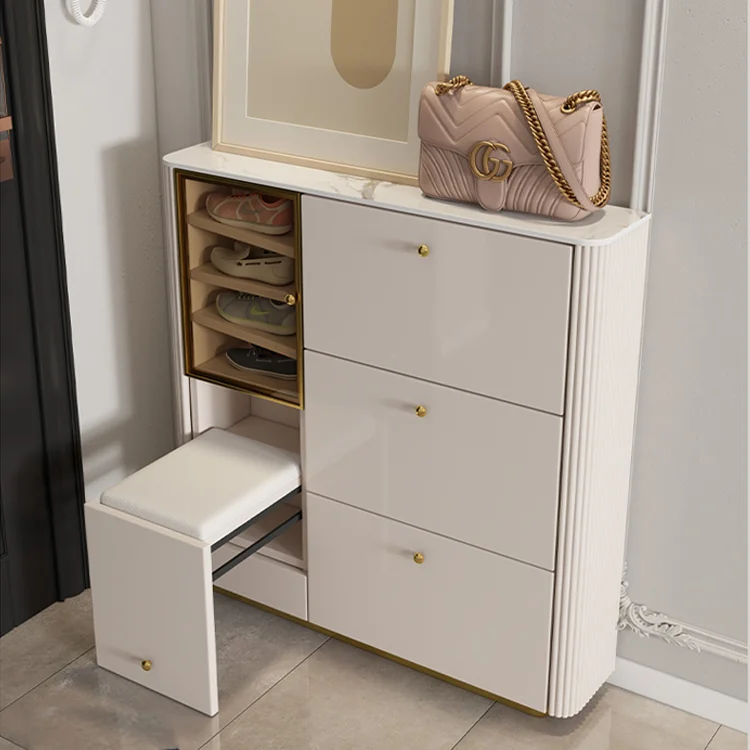 

Modern Simple Design Rotating Shoe Rack Cabinet Wooden Drawer Shoe Cabinet