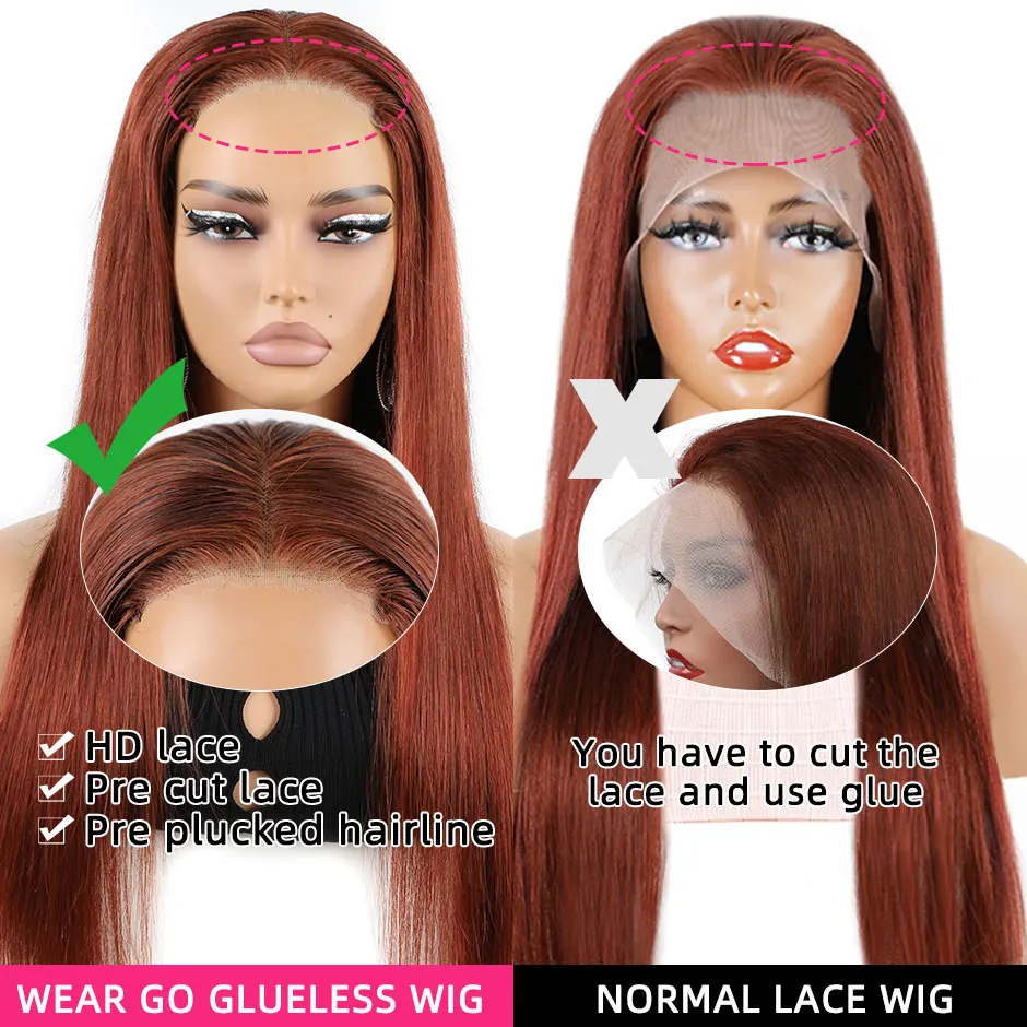 Парик YAWAWE безклеевой готовый к ношению парики из человеческих волос для женщин #33