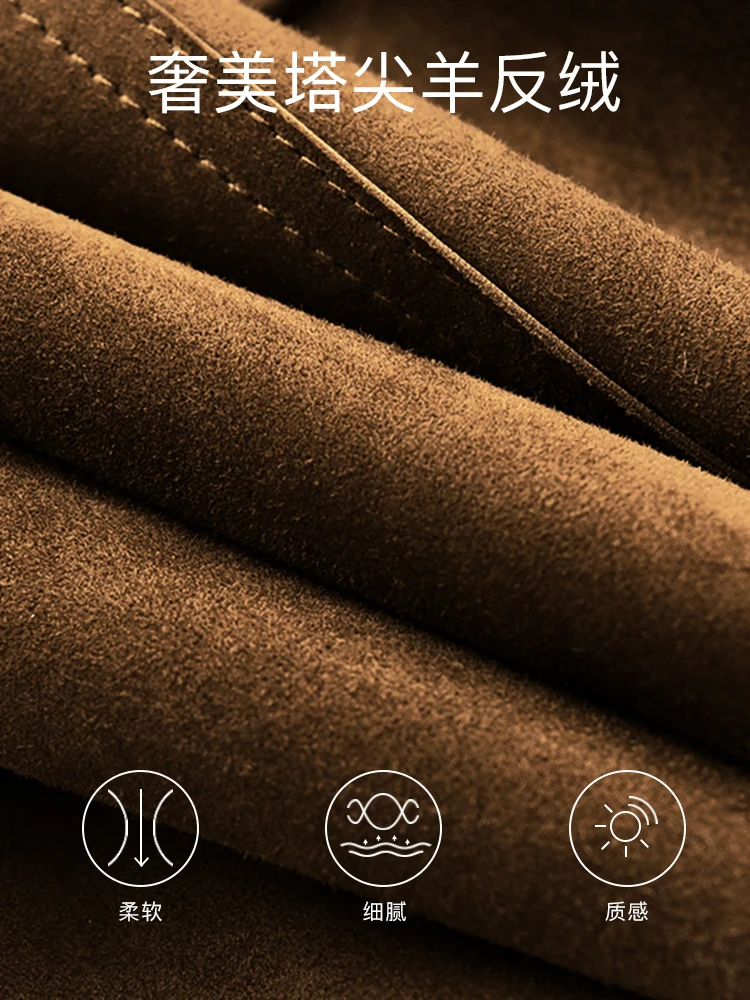 Fashion 2022 New American Retro  Kid Suede  Real Leather Jacket Women  Casaco Feminino Autumn/Winter Zipper Leather & Suede