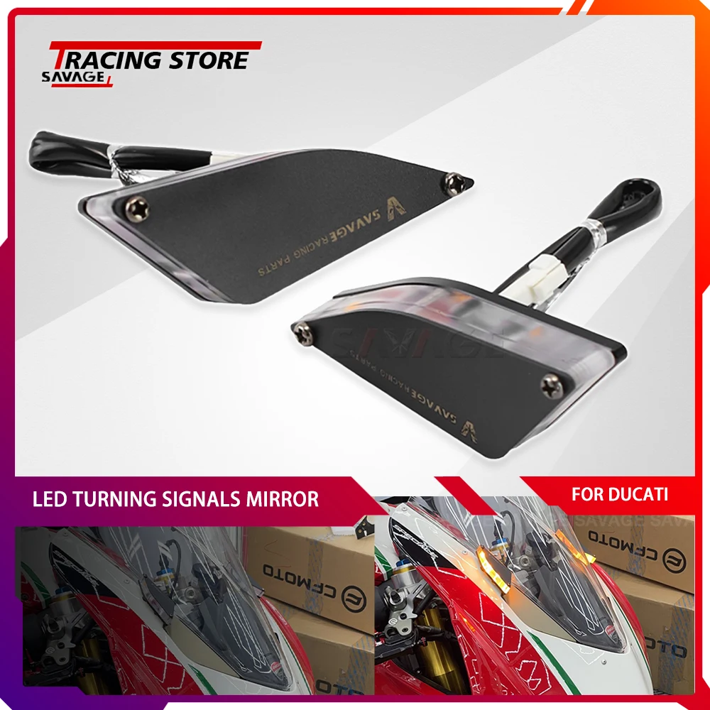 

LED Turning Signals Mirror For DUCATI Panigale V2 V4 2018-2022 CNC Motorcycle Accessories Indicator Blinker Mirrors Base Plates