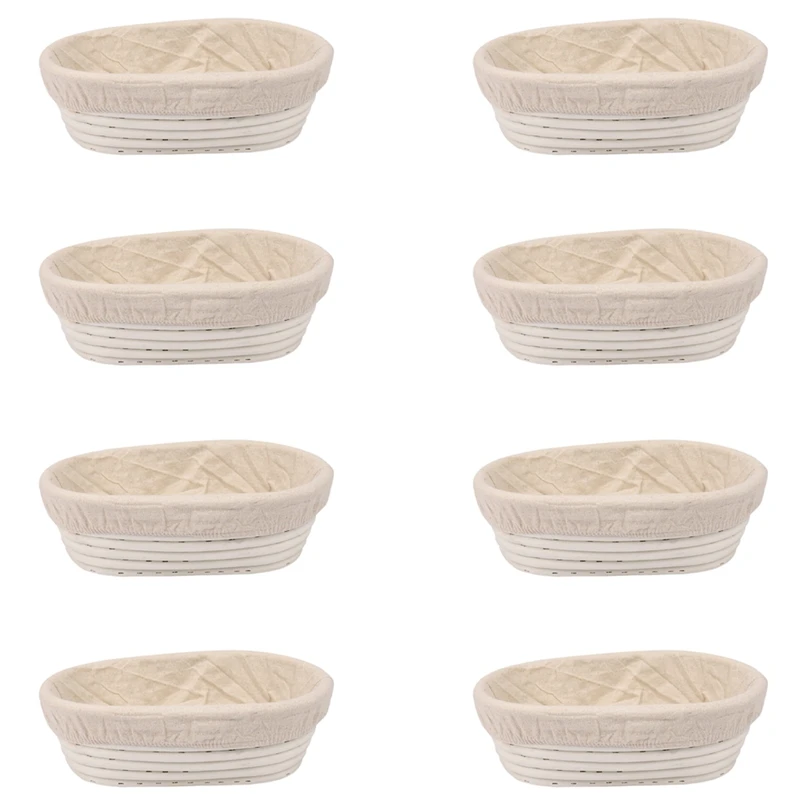 

8Pcs 25Cm Oval Rattan Cane Bread Proofing Liner Basket Durable For DIY Handmade Bread