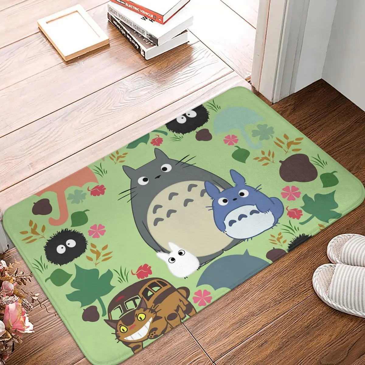 

Anti-Slip Doormat Kitchen Mat Green Totoro Wreath Canis Picta Balcony Carpet Welcome Rug Home Decorative