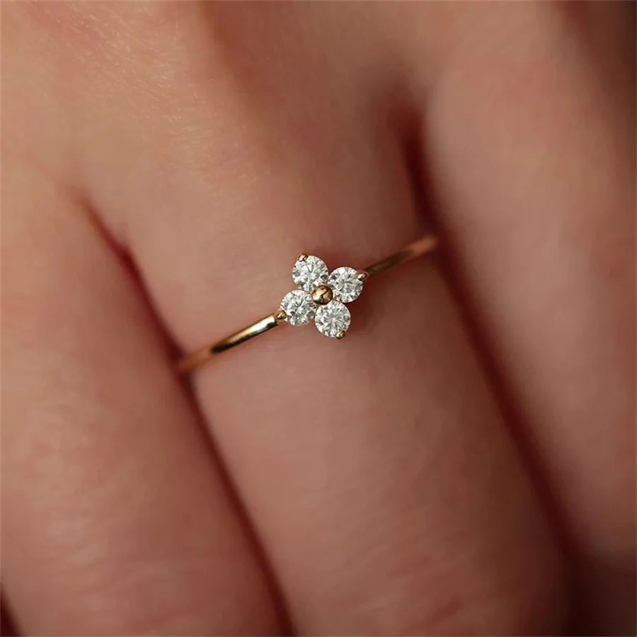 Модное кольцо с цирконом в форме цветка для женщин и девушек свадебные украшения