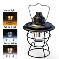retro lantern usb rechargeable led bulb portable light rechargeable flashlight outdoor solar light 3 modes power bank flashlight