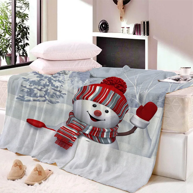 

Merry Christmas Flannel Throw Blanket for Bed Couch Sofa Super Soft Warm Plush Blanket Santa Claus Bedspread Kid Gift Anime