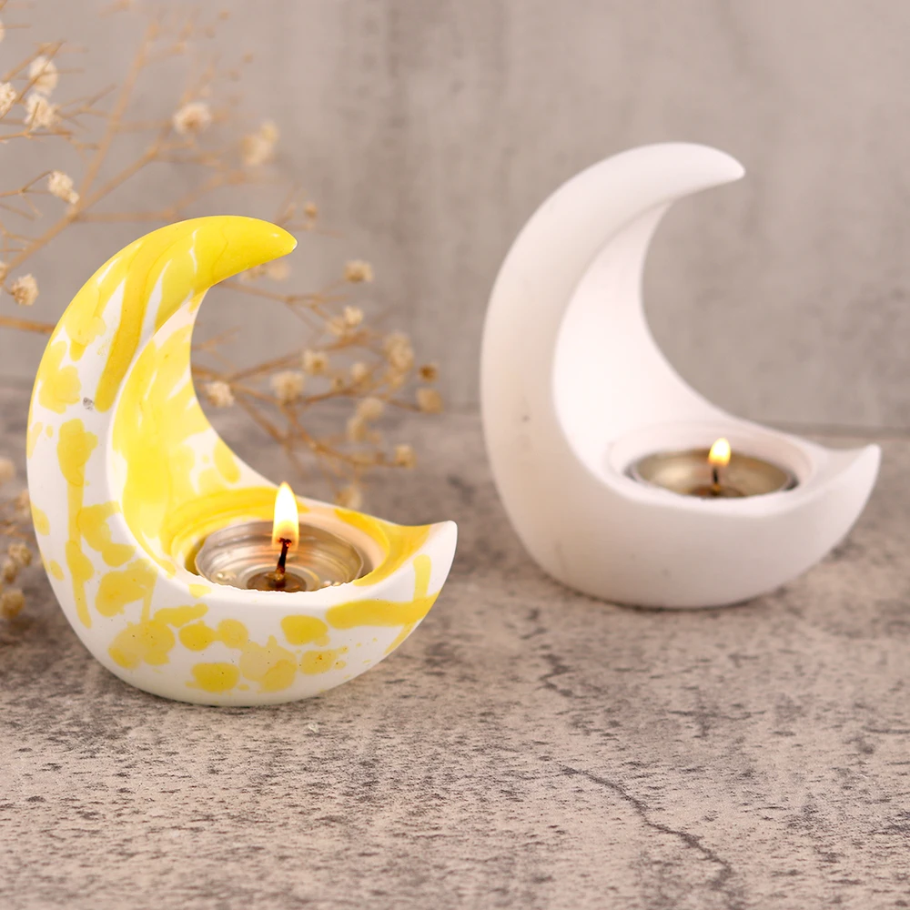 3d Moon Candle Tray Silicone Molds For Diy Cement Concrete Candlestick Home Decor Table Ornament