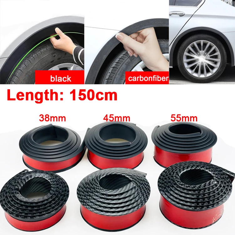 

Universal Black Carbonfiber Fender Flare Car Wheel Eyebrow Rubber Protector Strip Guard Wheel-arch Trim Arch Extender Decoration