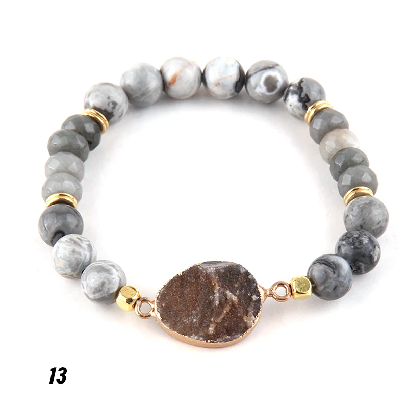 Ювелирные изделия браслеты красивые 8 мм Камни Друза браслет с подвесками |