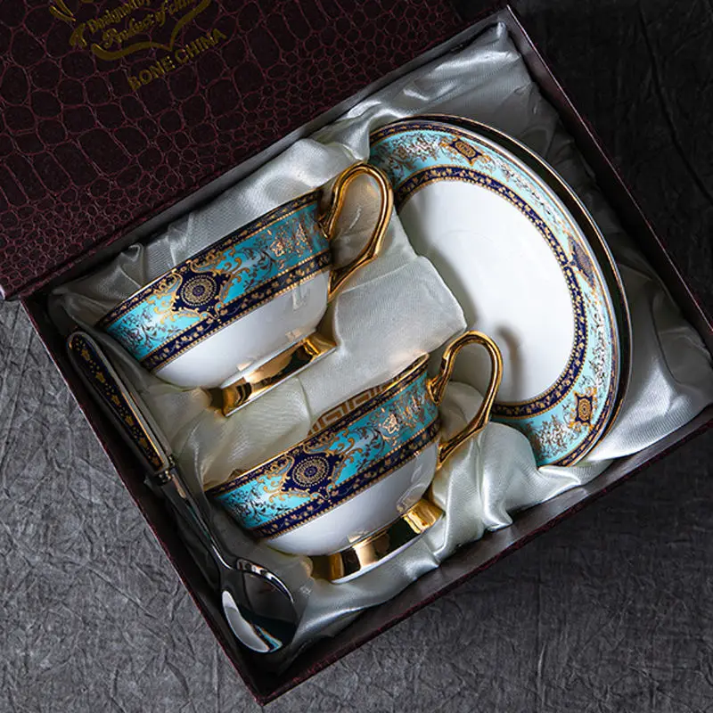 

Hand-painted sea blue coffee cup set for mother birthday gift girlfriend wedding gift high-end exquisite coffee cup set