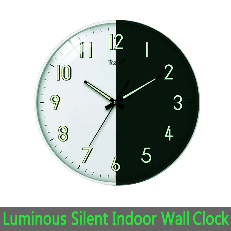 

12-дюймовые простые Светящиеся Настенные часы, цифровые светящиеся Подвесные часы, светильник, домашний декор, не Тихая гостиная, спальня