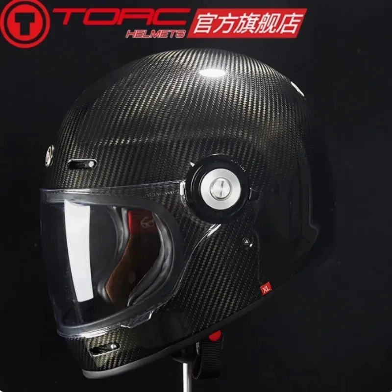 

TORC T135 Шлем из углеродного волокна, анфас, чехол для шлема, ретро шлем для мужчин и женщин, мотоциклетный индивидуальный крутой локомотив