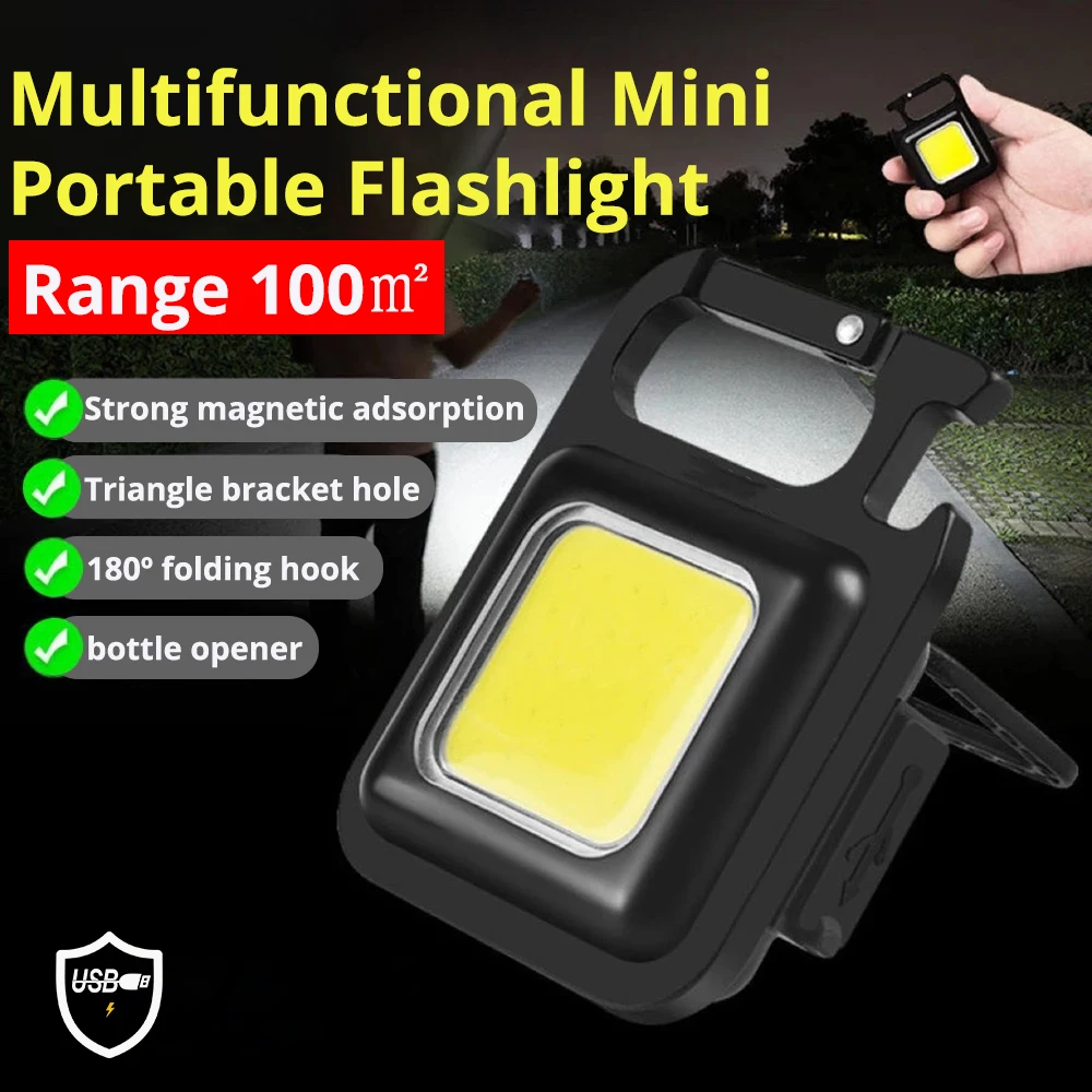 

Портативный карманный светодиодный фонасветильник, рабочий светильник, брелоки с USB-зарядкой, маленький штопор, 5000 люмен