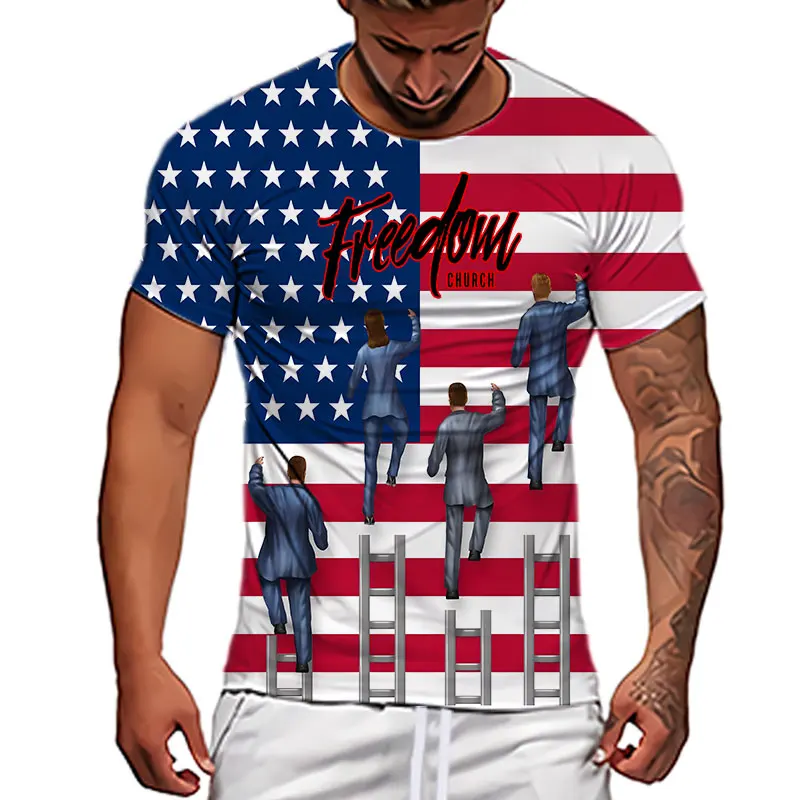 

Модная повседневная мужская футболка с принтом флага США, Повседневная Удобная спортивная одежда оверсайз с круглым вырезом и коротким рукавом в стиле хип-хоп для женщин
