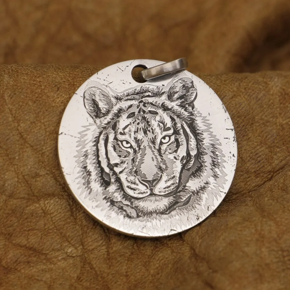 LINSION 999 Pure Silver Tiger King Sharp Claw Mens Biker Pun