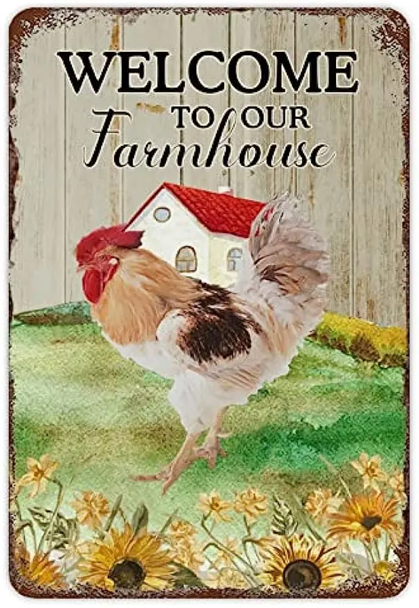 

Rooster Farm Landscape Tin Logo Garden Sunflower Logo Farmhouse Garden Logo Interesting Wall Art Family Kindergarten Classroom